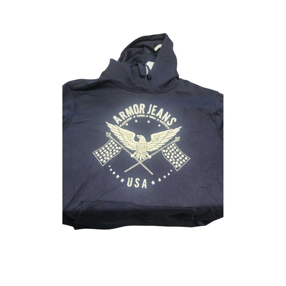 Armor Jeans Mens 3XL Navy Blue Eagle‎ Graphic Hoodie USA AJ20001 NWT